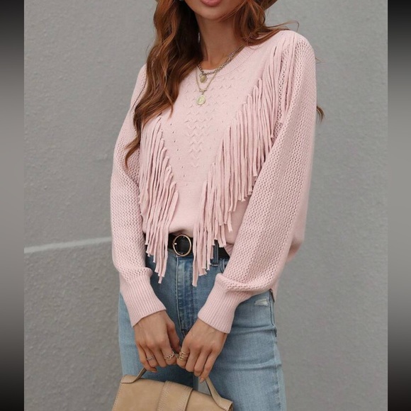 Cozy fringe detail sweater top - Picture 13 of 16